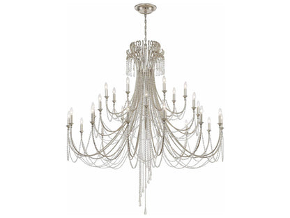 Crystorama 28-Light Arcadia Chandelier with Hand Cut Crystal in Antique Silver