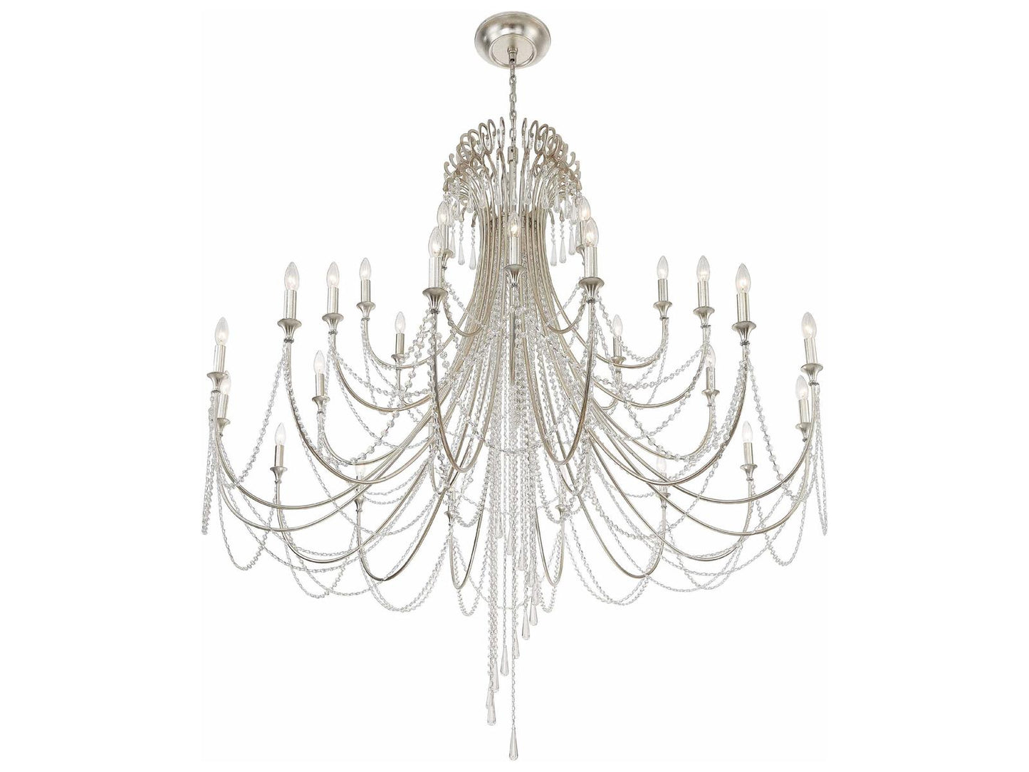 Crystorama 28-Light Arcadia Chandelier with Hand Cut Crystal in Antique Silver