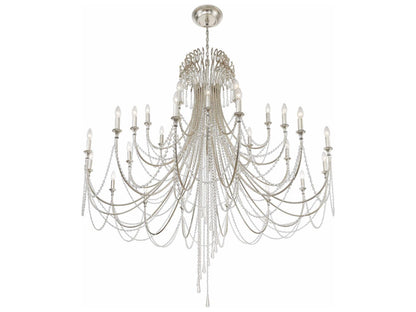 Crystorama 28-Light Arcadia Chandelier with Hand Cut Crystal in Antique Silver