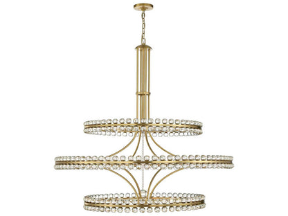 Crystorama 24-Light Clover Tiered Chandelier in Aged Brass with Glass Balls