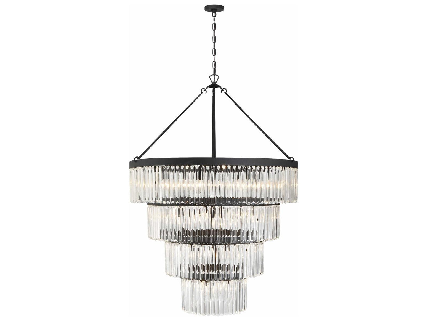 Crystorama Emory 22-Light Chandelier with Glass Prisms in Black Forged