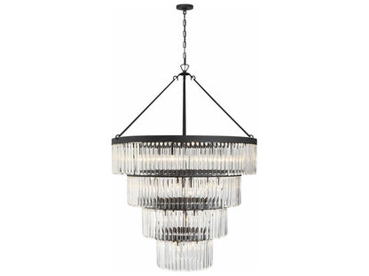 Crystorama Emory 22-Light Chandelier with Glass Prisms in Black Forged