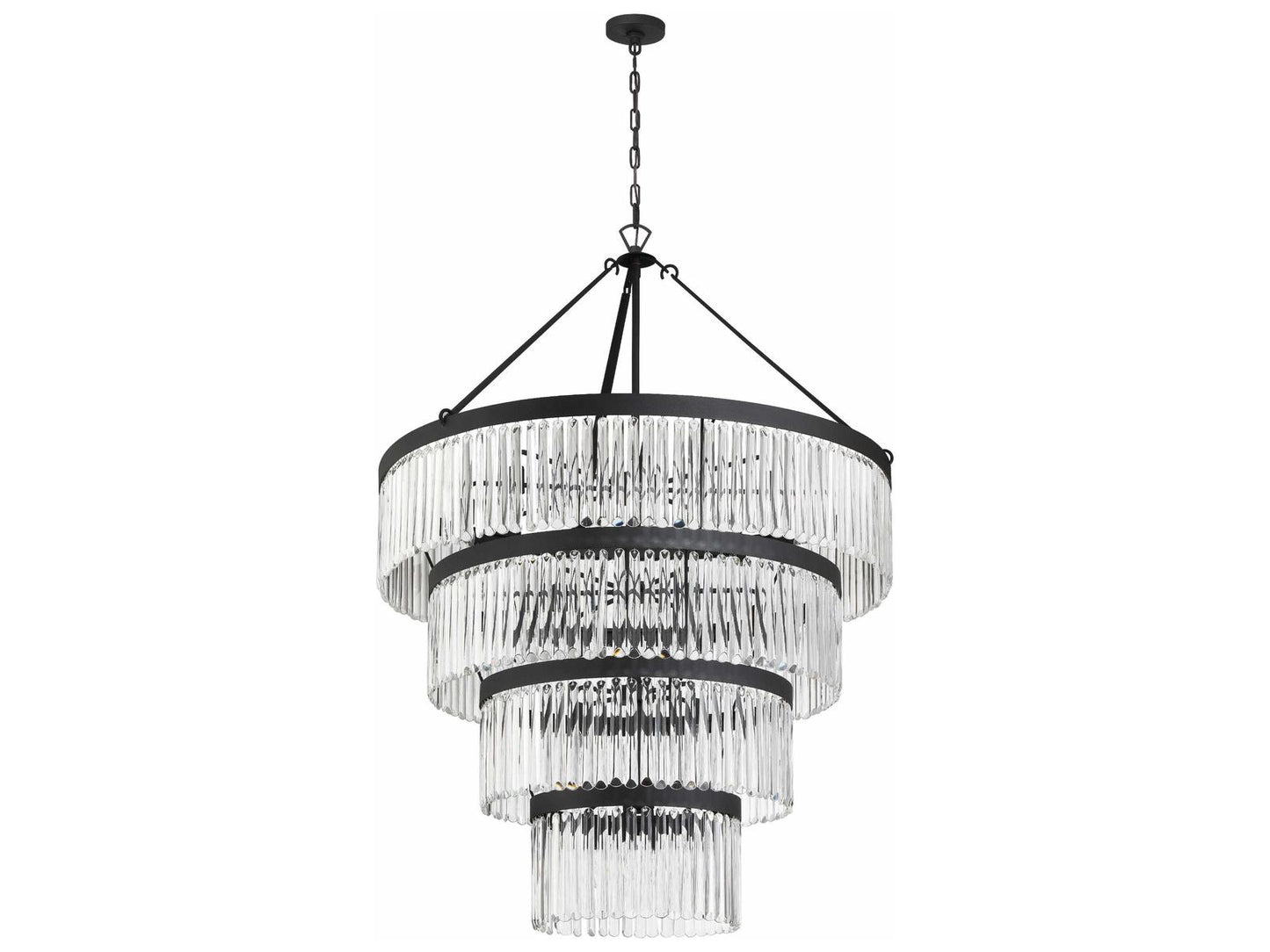 Crystorama Emory 22-Light Chandelier with Glass Prisms in Black Forged