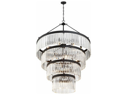 Crystorama Emory 22-Light Chandelier with Glass Prisms in Black Forged