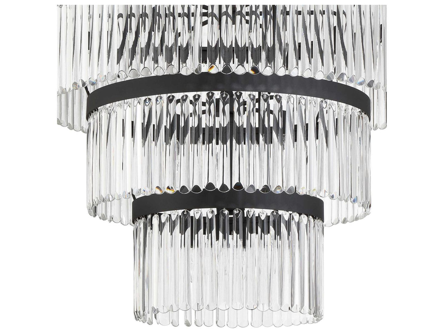 Crystorama Emory 22-Light Chandelier with Glass Prisms in Black Forged