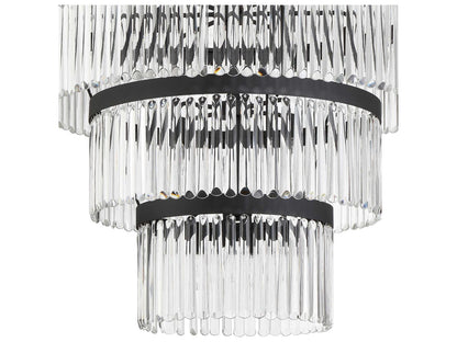Crystorama Emory 22-Light Chandelier with Glass Prisms in Black Forged
