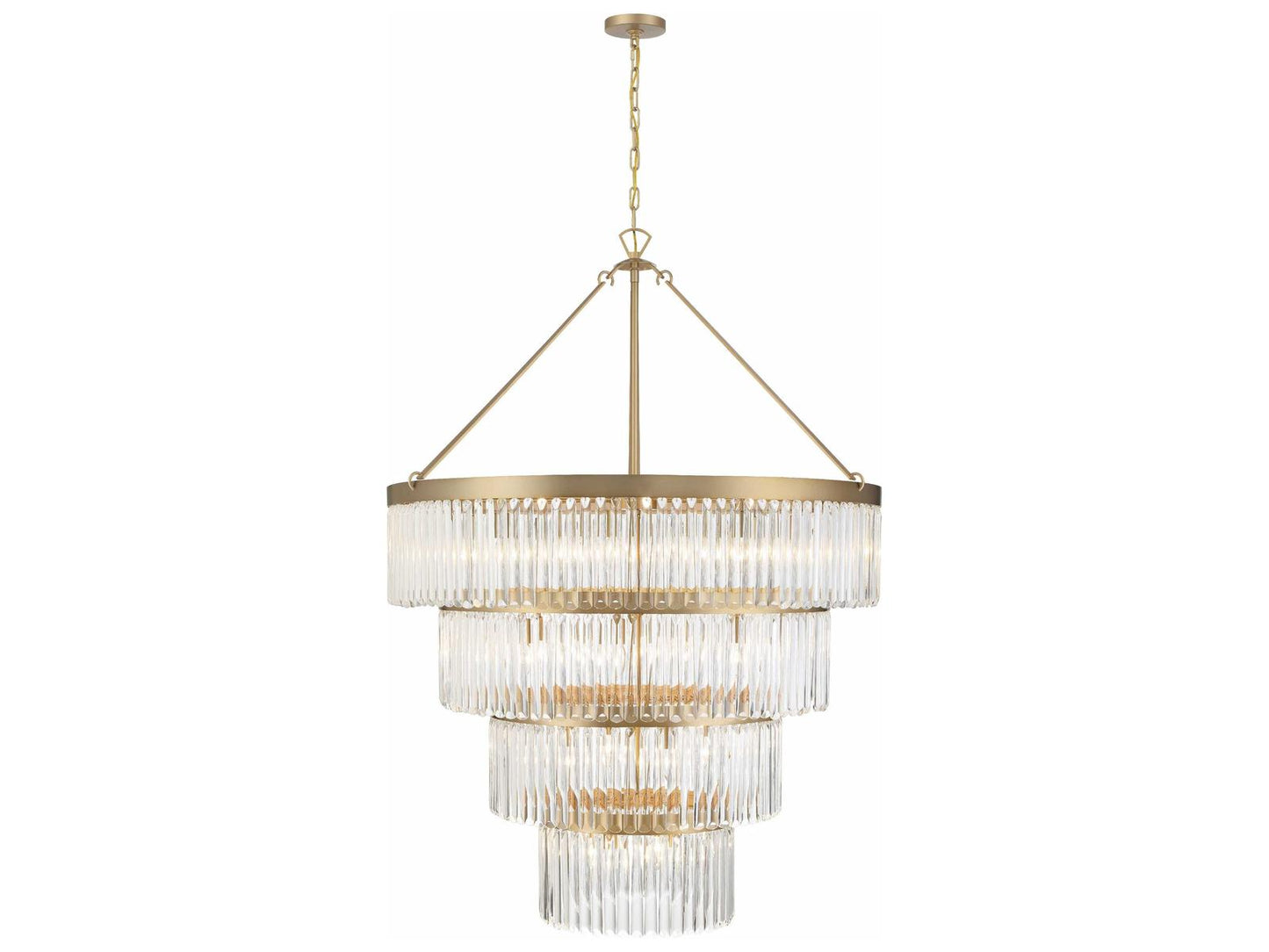Crystorama 22-Light Emory Chandelier in Modern Gold with Glass Prisms
