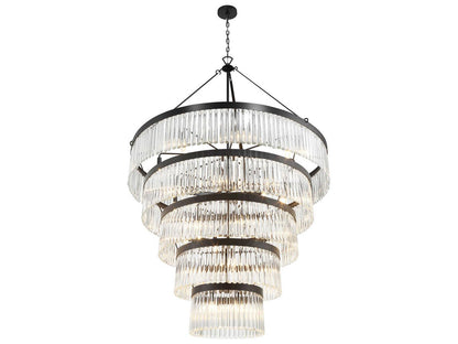 Crystorama Emory 30-Light Black Forged Tiered Chandelier with Glass Rods
