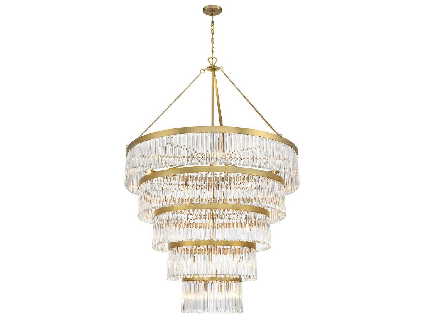 Crystorama Emory 30-Light Chandelier in Modern Gold with Glass Prisms