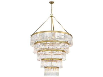 Crystorama Emory 30-Light Chandelier in Modern Gold with Glass Prisms