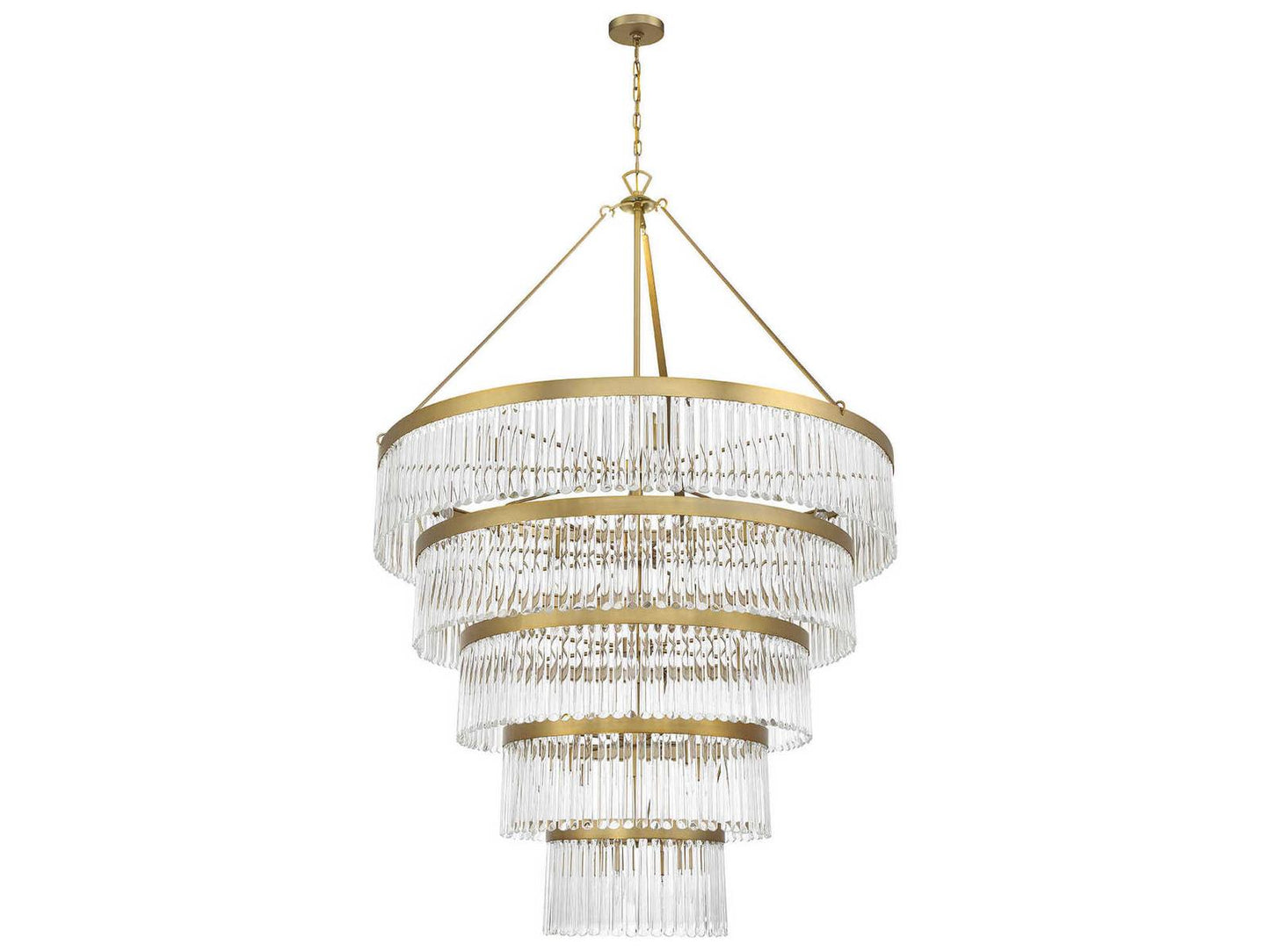 Crystorama Emory 30-Light Chandelier in Modern Gold with Glass Prisms