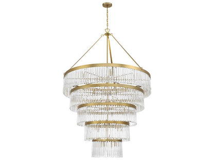 Crystorama Emory 30-Light Chandelier in Modern Gold with Glass Prisms