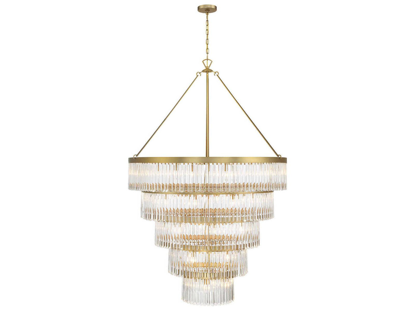 Crystorama Emory 30-Light Chandelier in Modern Gold with Glass Prisms
