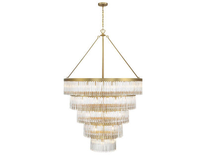 Crystorama Emory 30-Light Chandelier in Modern Gold with Glass Prisms