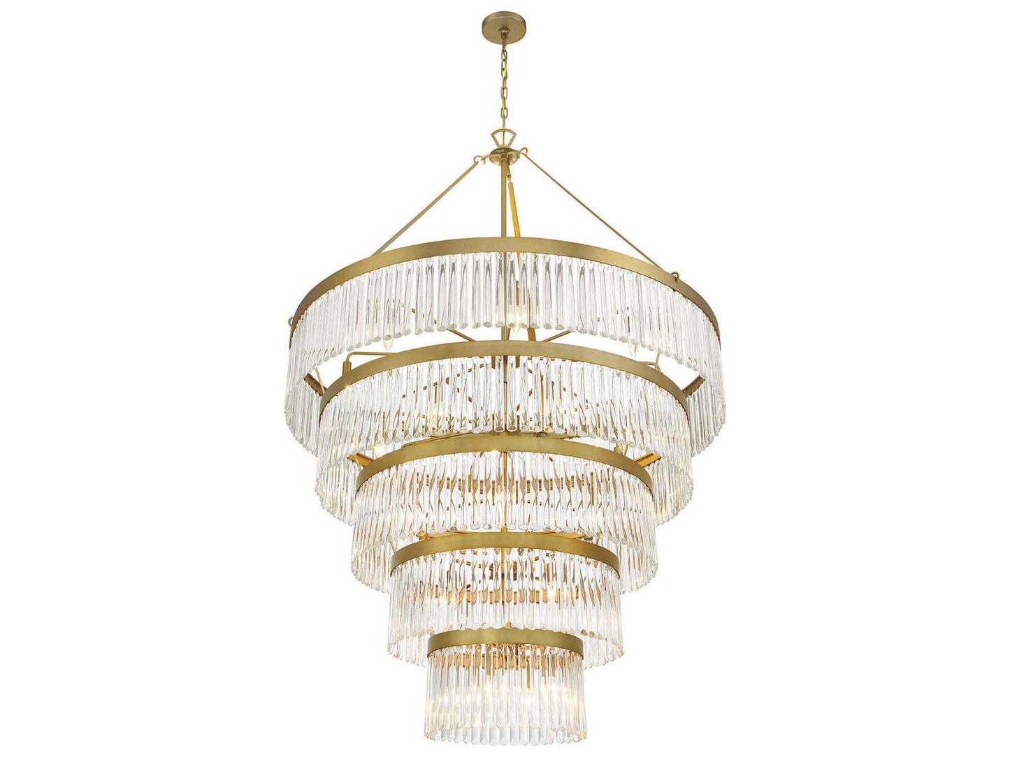 Crystorama Emory 30-Light Chandelier in Modern Gold with Glass Prisms