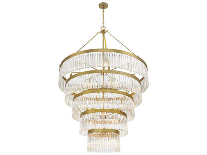 Crystorama Emory 30-Light Chandelier in Modern Gold with Glass Prisms