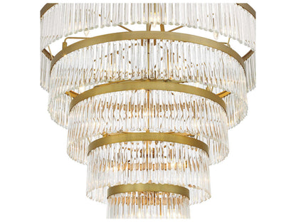 Crystorama Emory 30-Light Chandelier in Modern Gold with Glass Prisms