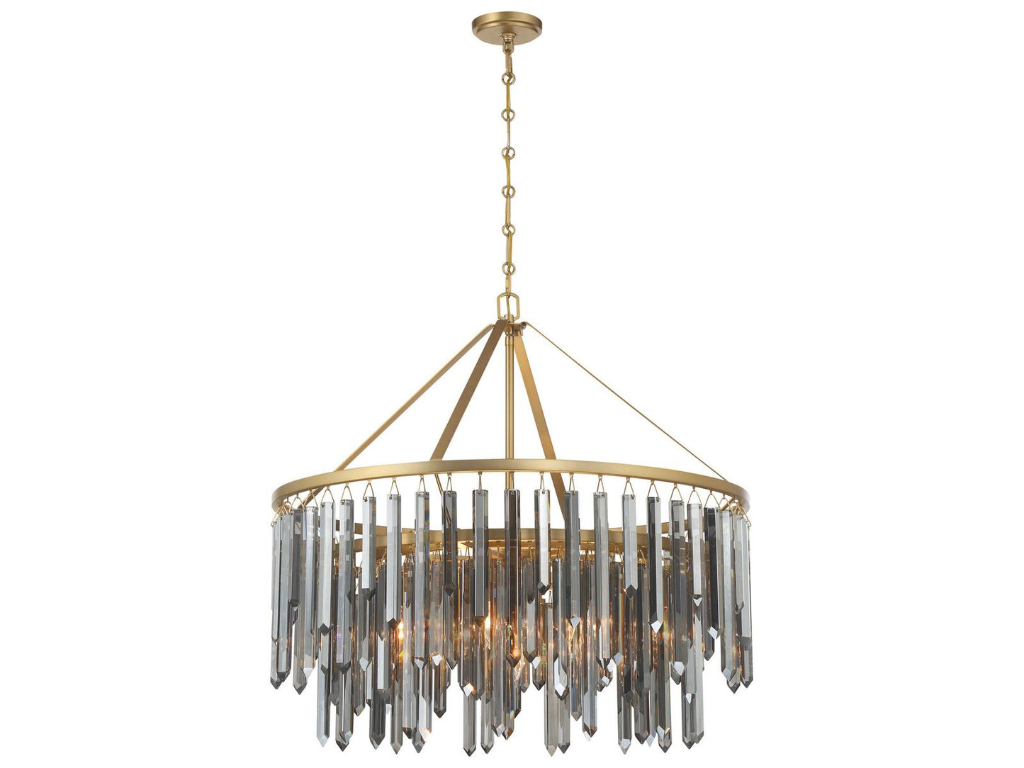 Crystorama 9-Light Gemma Chandelier with Silver Shadow Crystal in Modern Gold