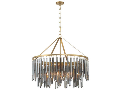 Crystorama 9-Light Gemma Chandelier with Silver Shadow Crystal in Modern Gold