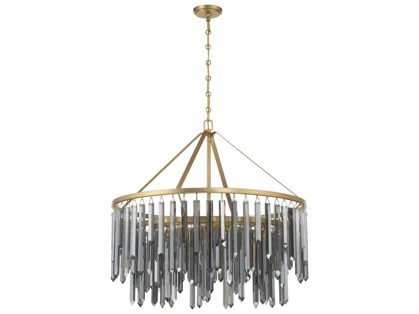 Crystorama 9-Light Gemma Chandelier with Silver Shadow Crystal in Modern Gold