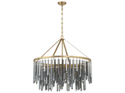 Crystorama 9-Light Gemma Chandelier with Silver Shadow Crystal in Modern Gold