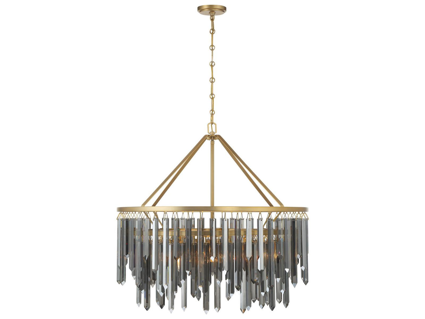 Crystorama 9-Light Gemma Chandelier with Silver Shadow Crystal in Modern Gold