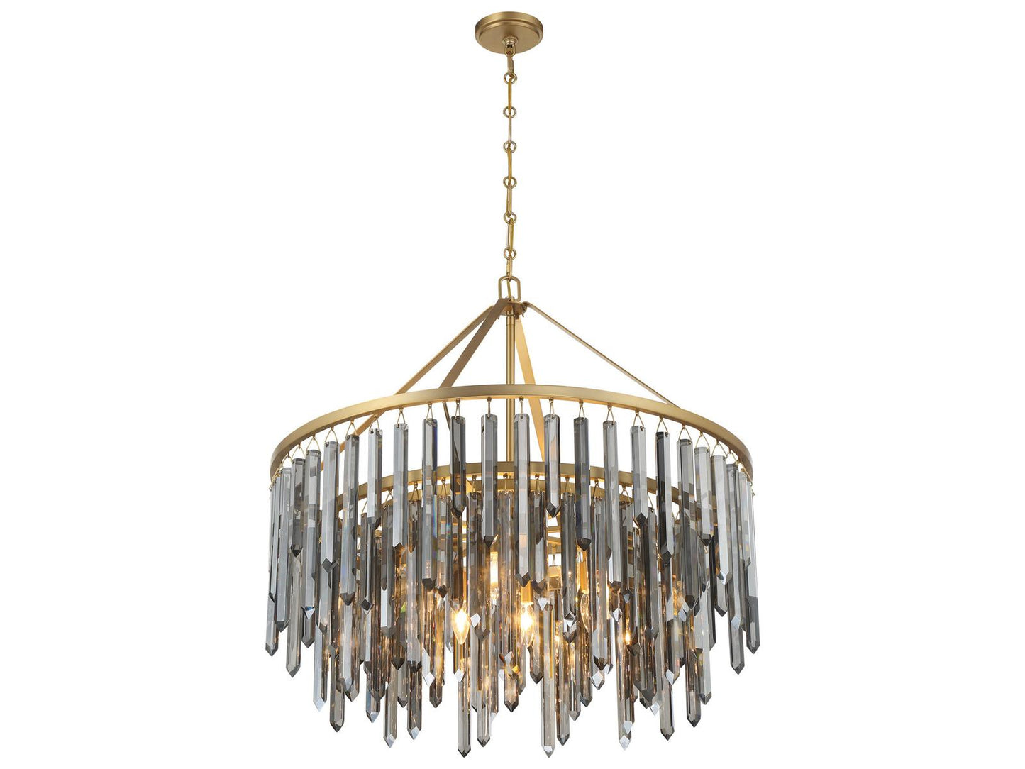Crystorama 9-Light Gemma Chandelier with Silver Shadow Crystal in Modern Gold