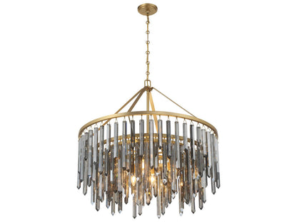 Crystorama 9-Light Gemma Chandelier with Silver Shadow Crystal in Modern Gold