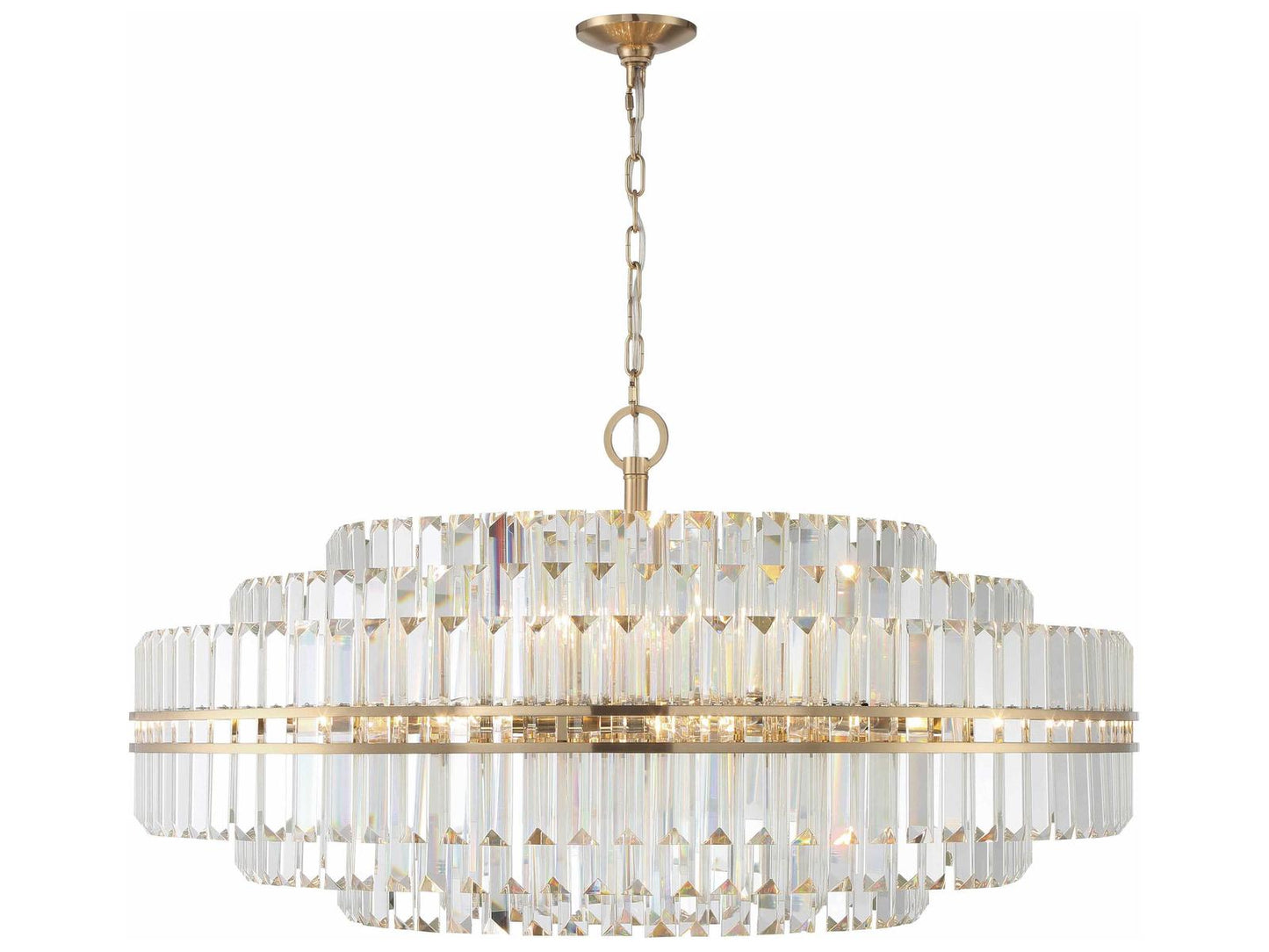 Crystorama 32-Light Hayes Chandelier Aged Brass Faceted Crystal