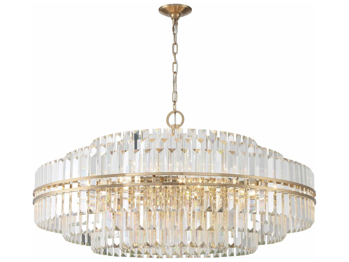 Crystorama 32-Light Hayes Chandelier Aged Brass Faceted Crystal