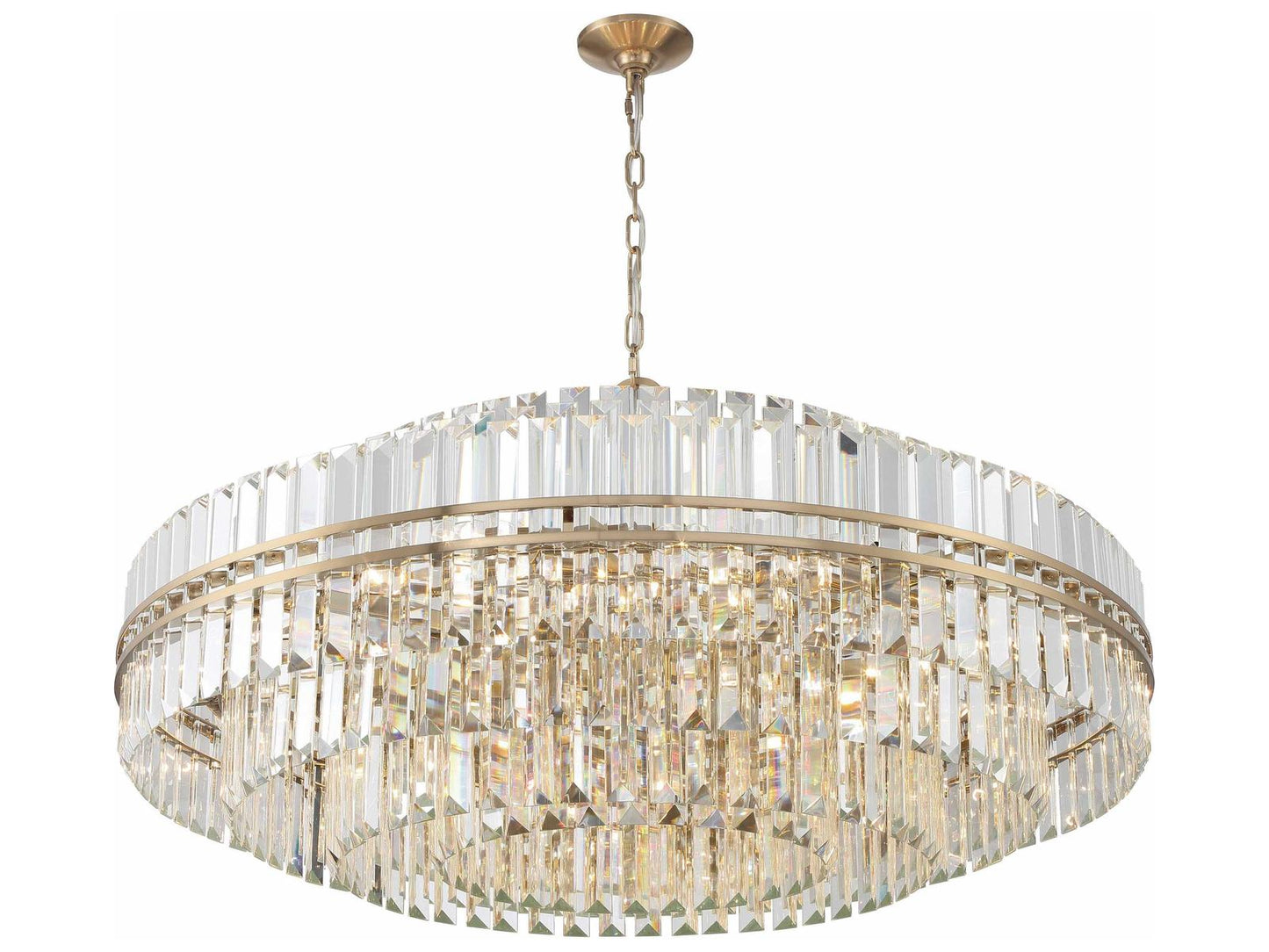 Crystorama 32-Light Hayes Chandelier Aged Brass Faceted Crystal