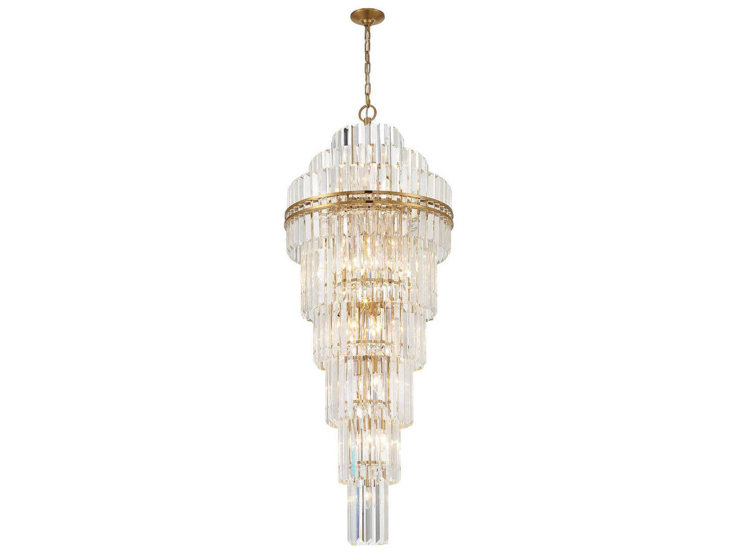 Crystorama Hayes 31-Light Tiered Crystal Chandelier in Aged Brass
