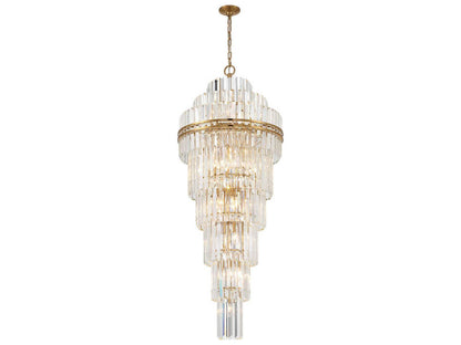 Crystorama Hayes 31-Light Tiered Crystal Chandelier in Aged Brass