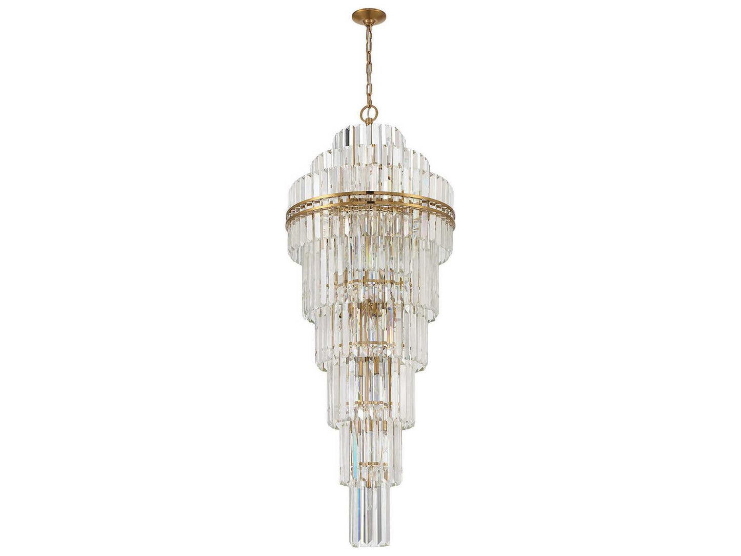 Crystorama Hayes 31-Light Tiered Crystal Chandelier in Aged Brass