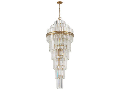 Crystorama Hayes 31-Light Tiered Crystal Chandelier in Aged Brass
