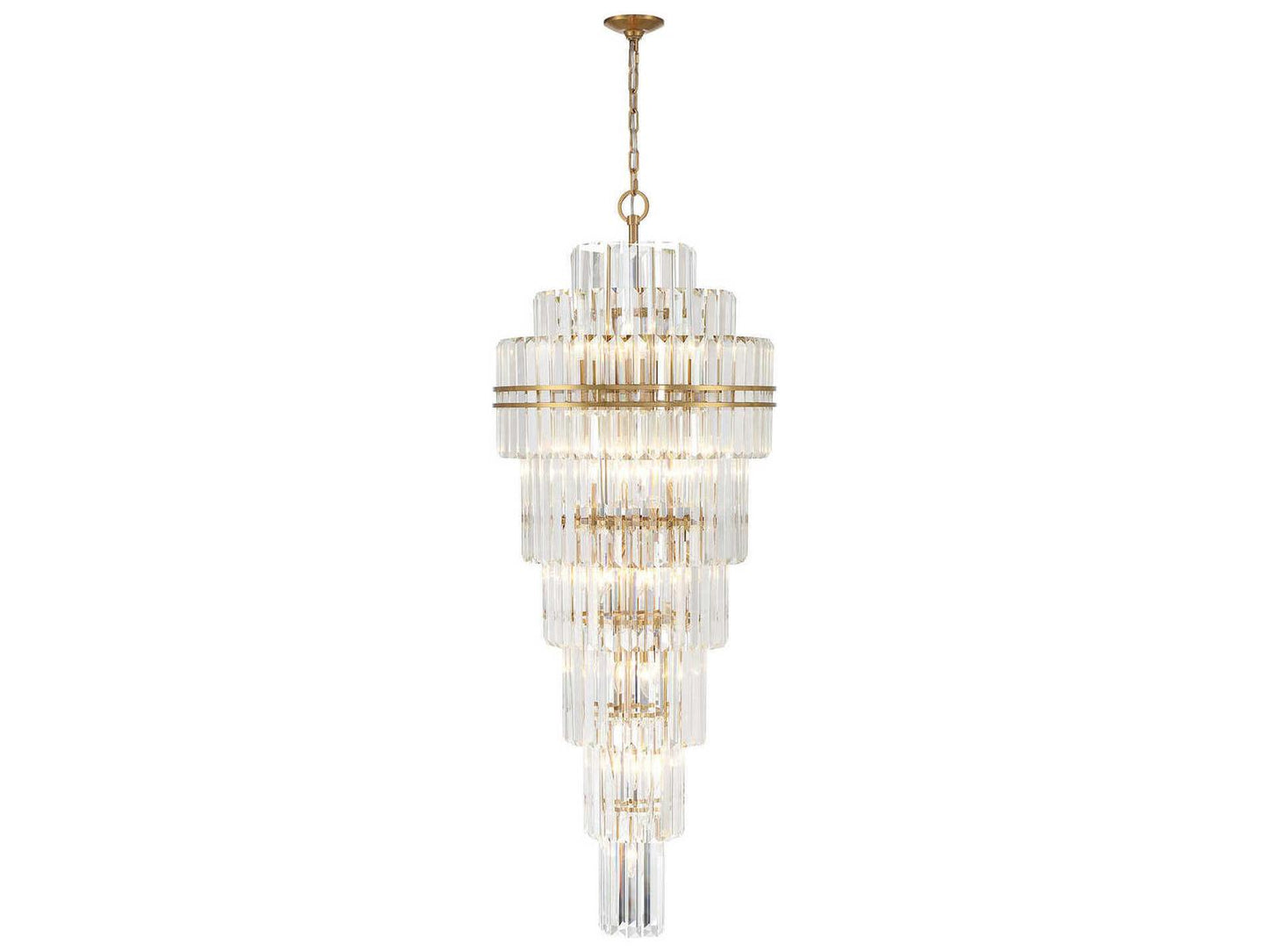 Crystorama Hayes 31-Light Tiered Crystal Chandelier in Aged Brass