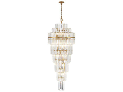 Crystorama Hayes 31-Light Tiered Crystal Chandelier in Aged Brass