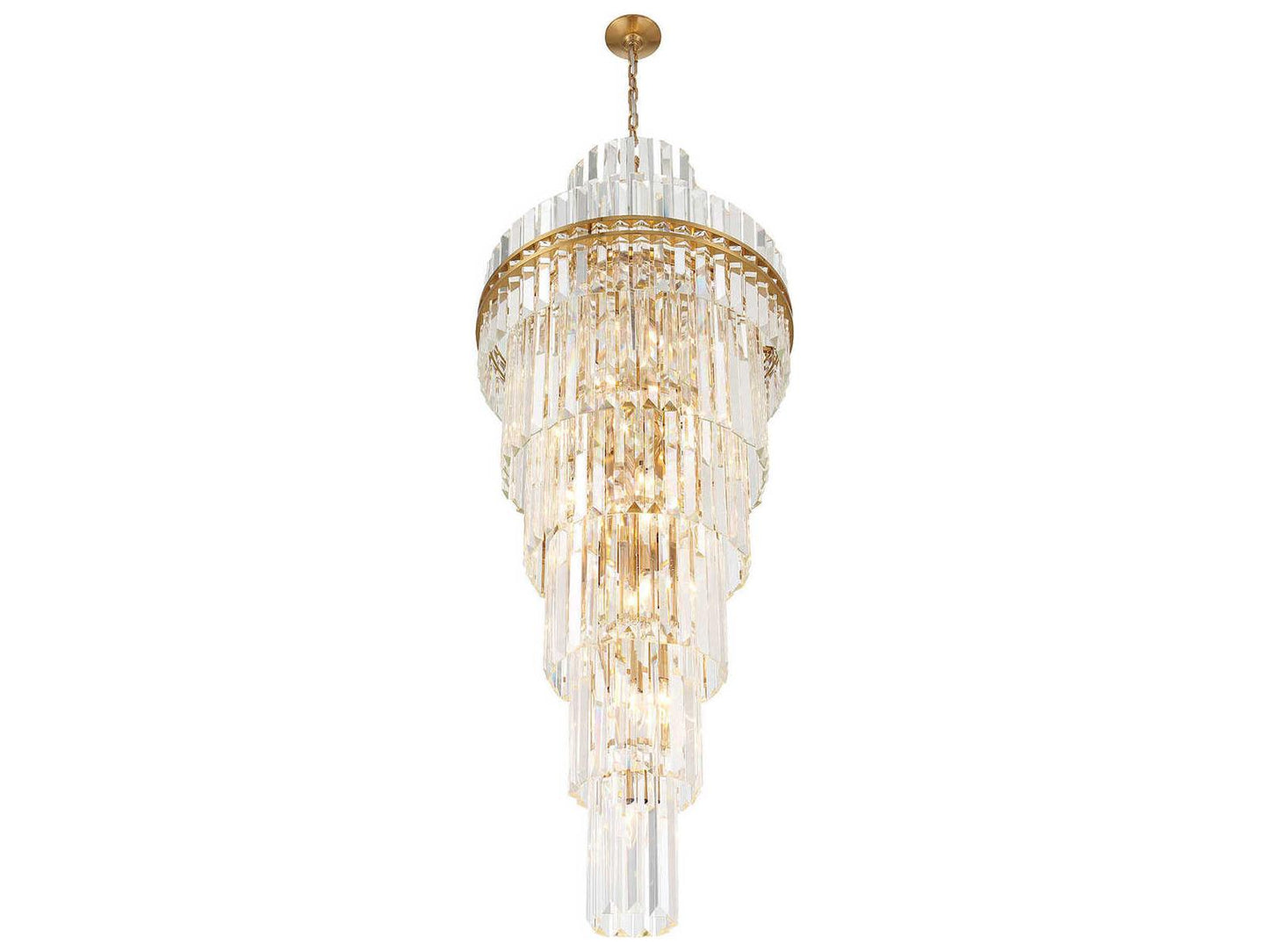 Crystorama Hayes 31-Light Tiered Crystal Chandelier in Aged Brass