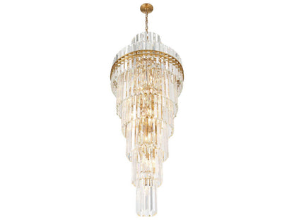 Crystorama Hayes 31-Light Tiered Crystal Chandelier in Aged Brass