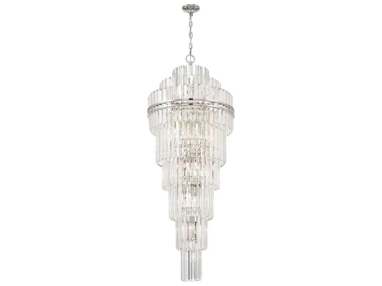 Crystorama 31-Light Hayes Chandelier in Polished Nickel with Faceted Crystal