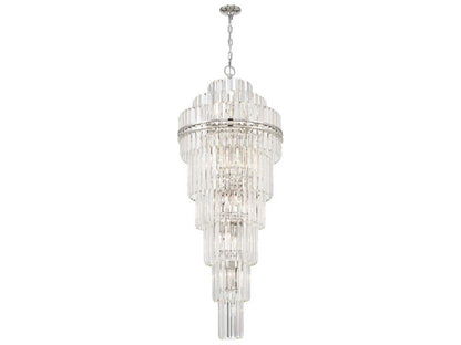 Crystorama 31-Light Hayes Chandelier in Polished Nickel with Faceted Crystal