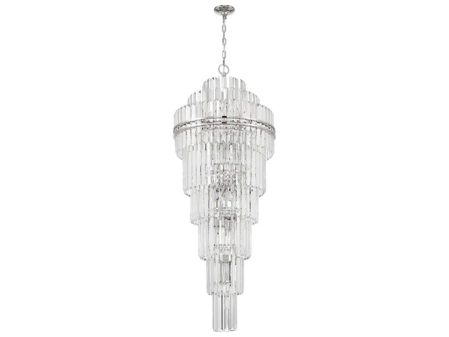 Crystorama 31-Light Hayes Chandelier in Polished Nickel with Faceted Crystal