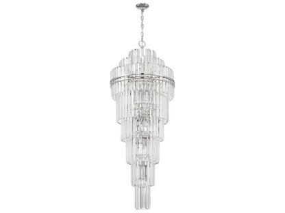 Crystorama 31-Light Hayes Chandelier in Polished Nickel with Faceted Crystal