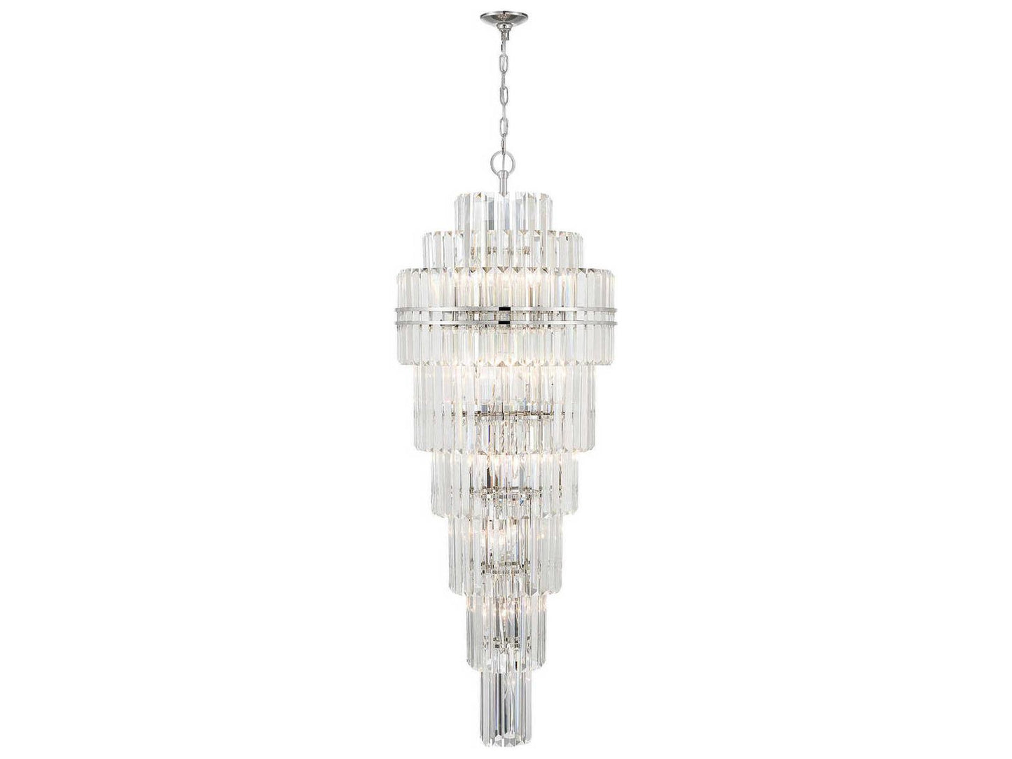 Crystorama 31-Light Hayes Chandelier in Polished Nickel with Faceted Crystal