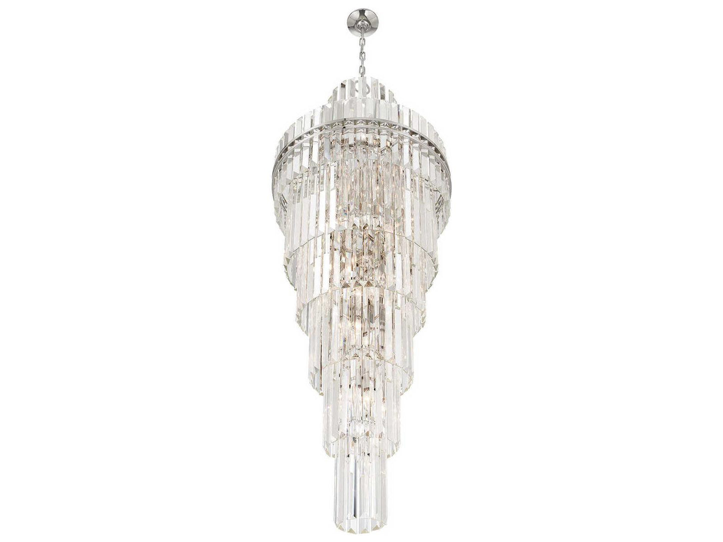 Crystorama 31-Light Hayes Chandelier in Polished Nickel with Faceted Crystal