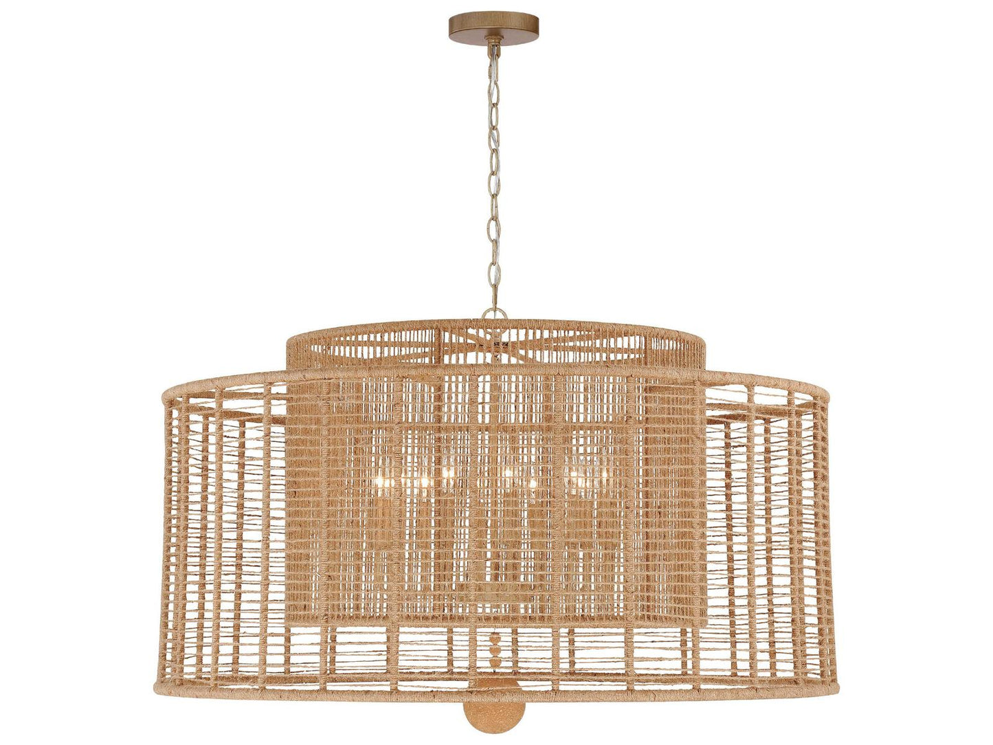 Crystorama Jayna 12-Light Chandelier in Burnished Silver with Hand-Wrapped Jute