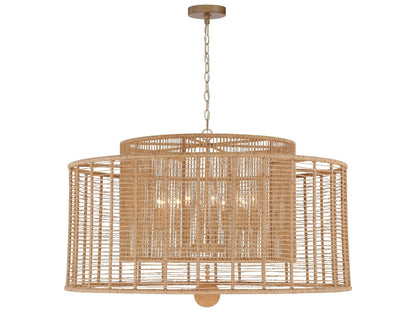 Crystorama Jayna 12-Light Chandelier in Burnished Silver with Hand-Wrapped Jute