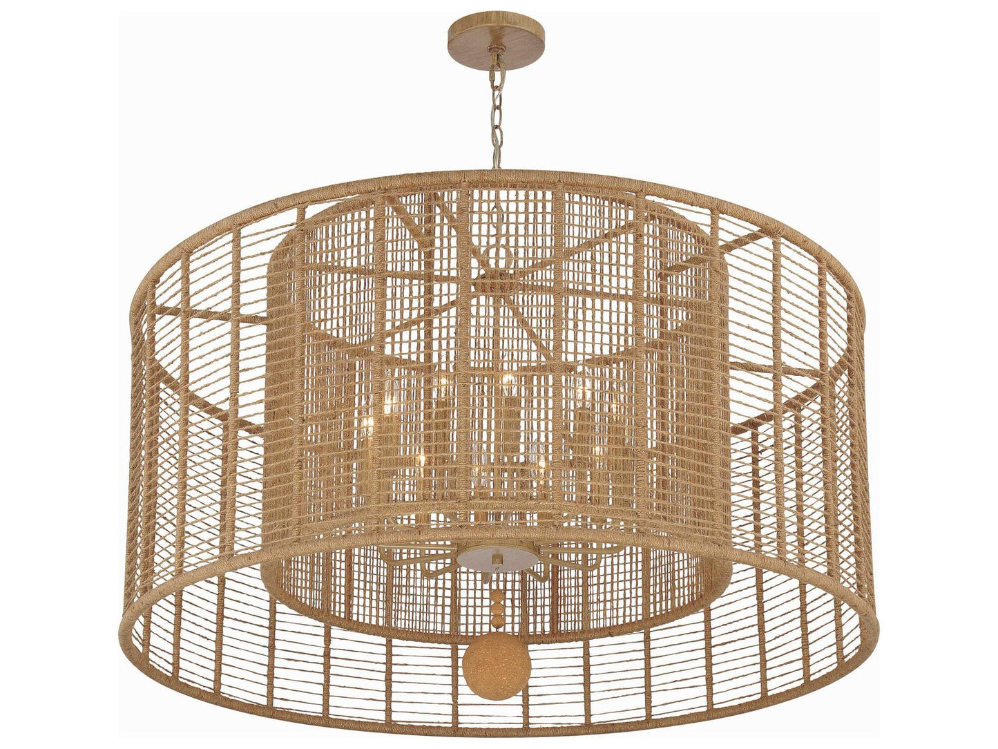 Crystorama Jayna 12-Light Chandelier in Burnished Silver with Hand-Wrapped Jute