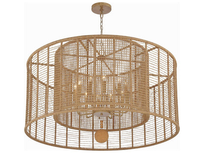 Crystorama Jayna 12-Light Chandelier in Burnished Silver with Hand-Wrapped Jute