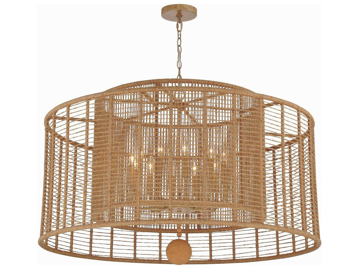 Crystorama Jayna 12-Light Chandelier in Burnished Silver with Hand-Wrapped Jute